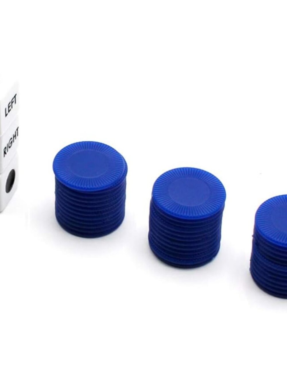 Left Right Dice Set with 3 Dices + 36 Blue Chips Blue - Picture 5 of 5
